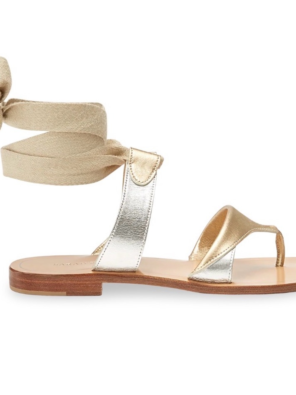 Sarah Flint Metallic Gold Tie-Ankle Sandal